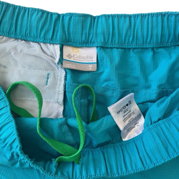 Columbia PFG Size M 4L Shorts Blue Turquoise Lightweight Packable Zip Pocket - Picture 3 of 7